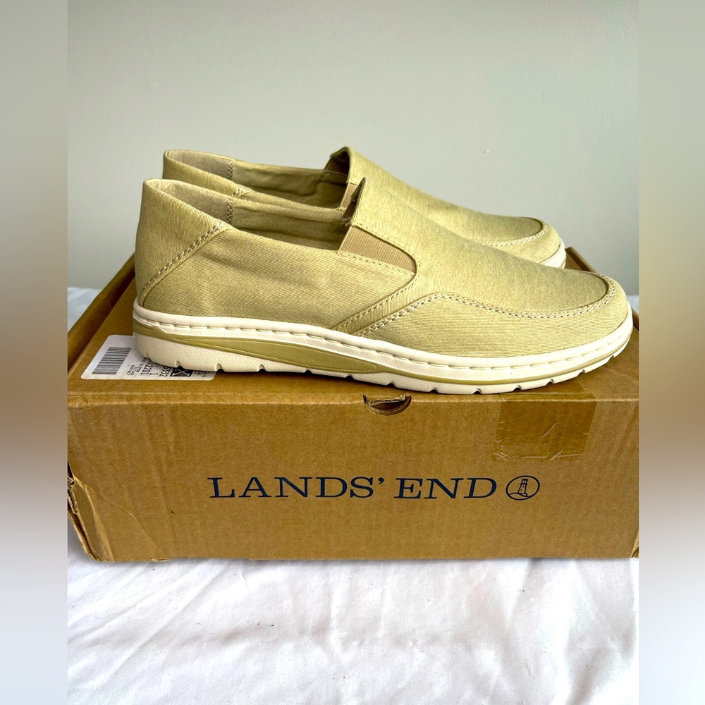 LAND’S END Size 10 Men’s Casual Comfort Rubber Sole Canvas Slip On